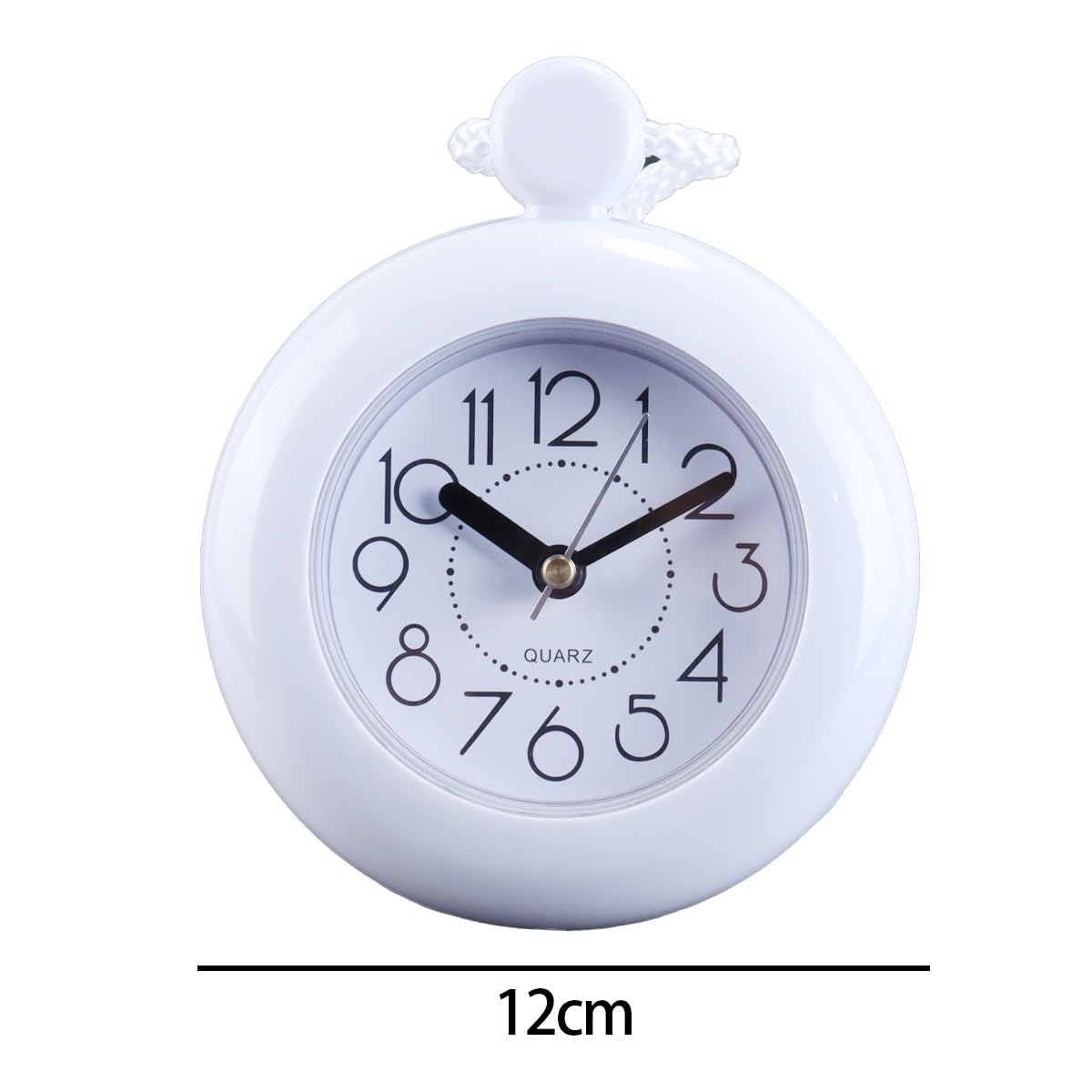 Reloj colgante para baño, blanco, digital, con cuerda de ducha, resistente al agua, pequeño, silencioso, para colgar en la pared.