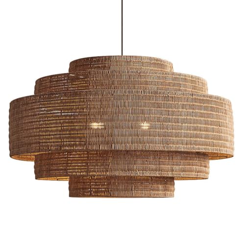 CHUNGYANG Lámpara Colgante De Ratán Para Dormitorio, Estilo Japonés, Para Comedor Y Casa De Huéspedes, Con Pantalla De Mimbre, Iluminación Vintage Tejida A Mano Para El Hogar, Lámpara Colgante De Ratá
