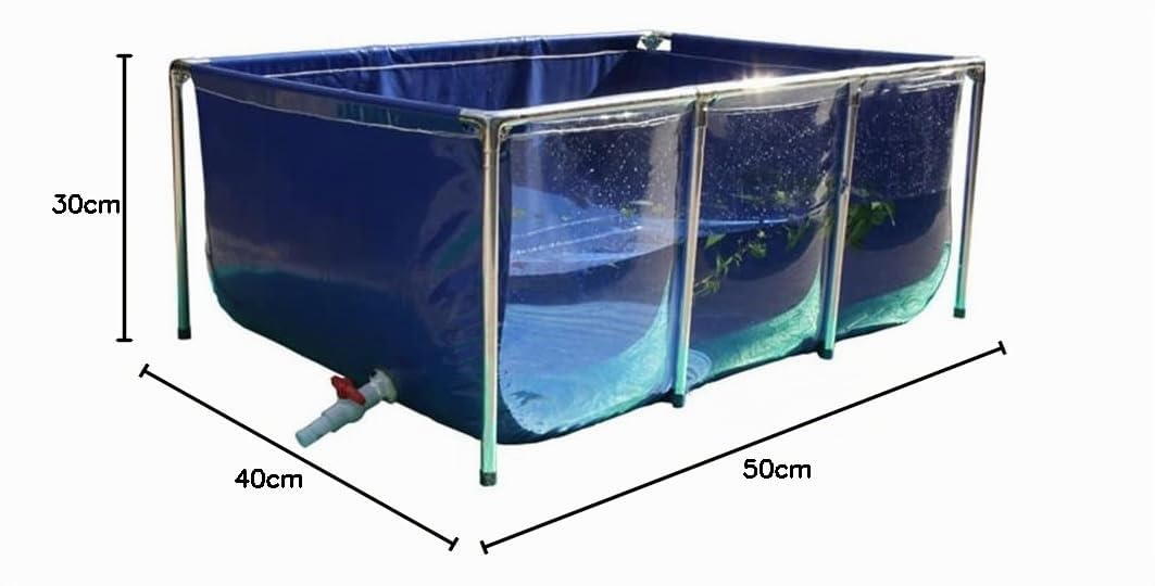 Rygcrud da Interno/Esterno Acquario per Pesci Rossi, Giardino Laghetti in Tela con Struttura in Acciaio, Finestra Trasparente, Vasca per La Riproduzione di Koi(50x40x30cm)