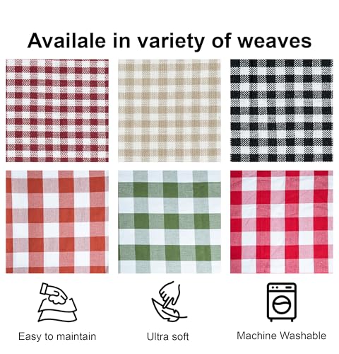 R Home's Gingham Cotton Fabric, 3 Metres 58 Inch (145 cm) Checkered Fabrics for Sewing, Quilting, Dressmaking, Home Decor, Crafts, Gift Wrapping, Gingham bedsheet (RED & White, 3 METRES)