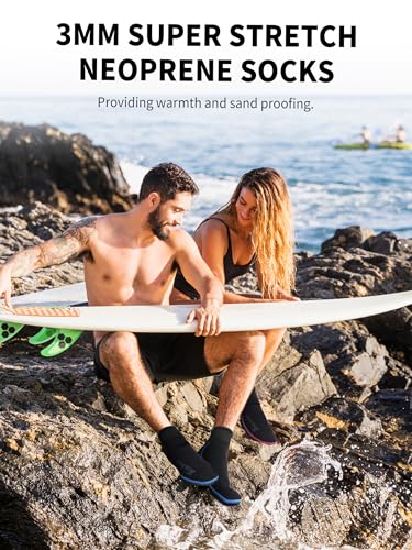 Owntop Neoprensocken, 3mm Neopren Socken für Damen Herren Warm Halten Tauchsocken Schwimmen Socken für Schwimmen, Schnorcheln, Segeln, Surfen Wassersport