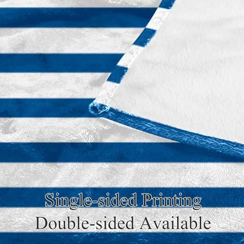 Couverture polaire douce à rayures bleues, jeté de lit haute densité