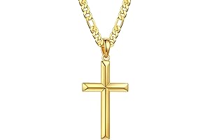 18 Karat Gold Plated S925 Sterling Silver Cross Pendant Necklaces