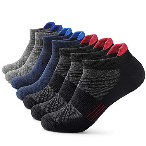 Mens Ankle Athletic Socks Running Socks Sports Comfort Cushioned Tab Cotton Casual Socks 7 pairs for Men
