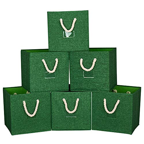 Green Foldable Fabric Cube Storage Bins Cloth Cube Storage Organizer Bin With Cotton Rops 13X13X13 In Collapsible Clothes Storage Cubes Baskets Drawers Organizer Decroative Storage Boxes For Organizing Closet Shelves ,Q-St-48-6 #TOP20