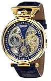 Die Compendium Gold Blue kommt mit blauem Ziffernblatt und blauem Lederarmband.