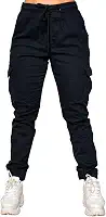 Calça Jogger Cargo Feminina Com Punho Bolso Lateral Sarja