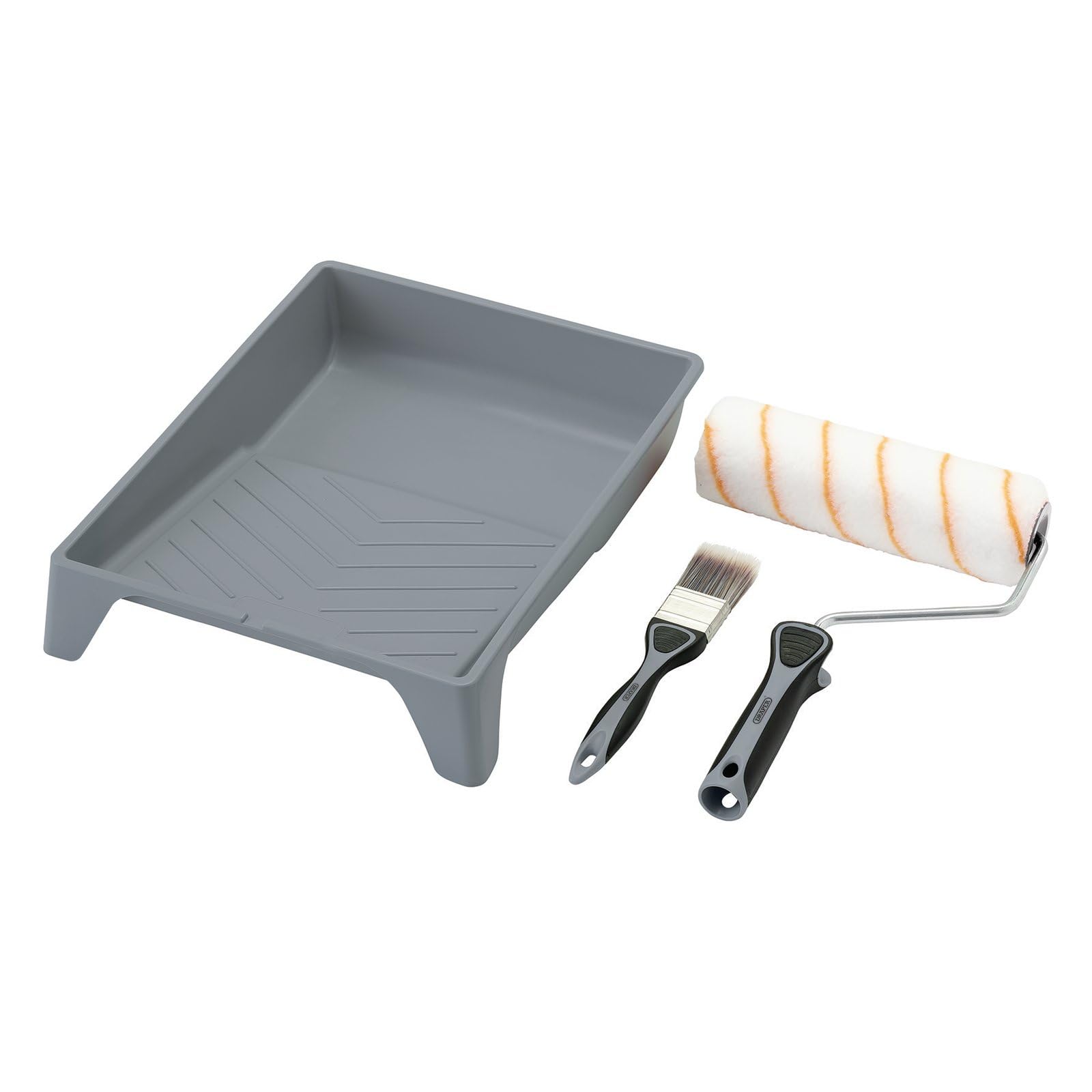 Draper 20947 Farbroller- und Pinsel-Set mit mittelflorigem Polyester, mit weichem Griff, inklusive 22,9 cm Hülse, Tablett und Rahmen und 40-mm-Pinsel