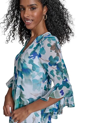 Image of Calvin Klein Floral Chiffon Shift Dress