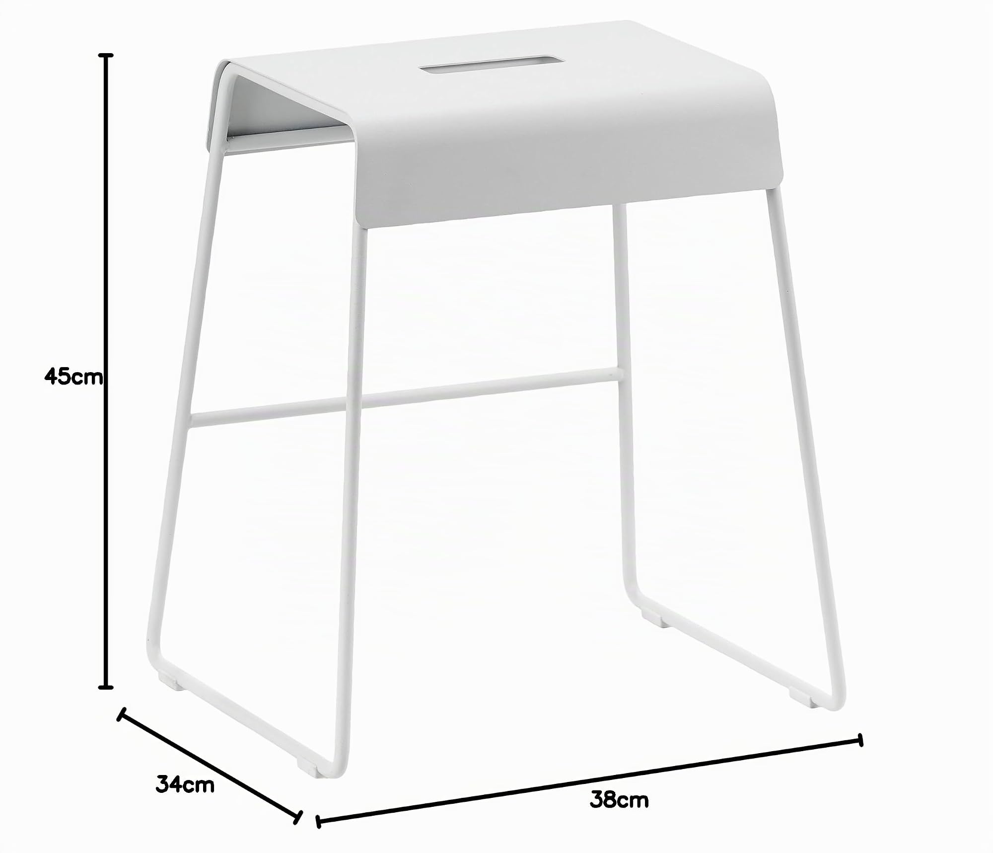 Zone Denmark A-Stool, Hocker aus Stahl, Kleiner Schemel/Trittschemel für Kinder und Erwachsene, Tritthocker, rutschfest, 39 x 30 x 27,5 cm, Soft Grey (Grau)