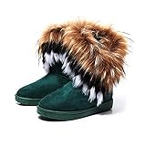  BAINASIQI Damen Winter Schnee Stiefel Warm Gefüttert Stiefeletten Boots Kurz Schlupfstiefel Warm Pelz Winter Schuhe (EU 38, Schwarz)