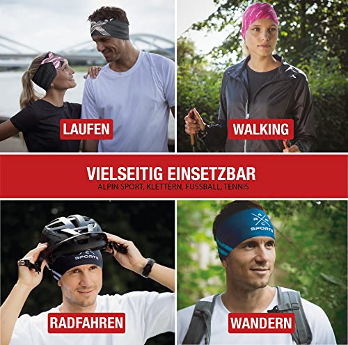 Atmungsaktives Sport Stirnband Damen & Herren - schnelltrocknendes Kopfband zum Wenden - leichtes & elastisches Haarband, winddichtes Schweißband Stirn (neon/grau)