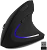 Wireless Vertical Mouse Black Wireless Ergonomic Vertical Mouse High Precision Ergo Optical 2.4G Cordless Lightweight Gaming Mice with 3 Adjustable DPI80012001600 for PCLaptopDesktopMac 6 Buttons