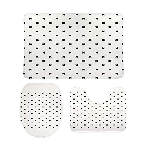 Tapis de salle de bain antidérapant et lavable 3 pièces noir - 2
