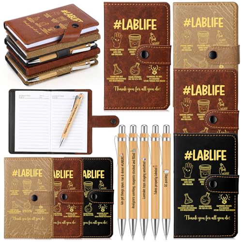 TaoBary 30 Sets Lab Tech Week Appreciation Gift Bulk 3 Colors A6 Leather Notebook Journal with