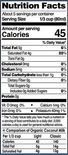 Native Forest Organic Light Coconut Milk, Reduced Fat, 13.5 Ounce
