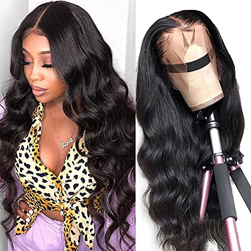 Megalook Body Wave Lace Front Wigs Human Hair 18inch Human Hair Wigs For Black Women 13x4 Transparent Lace Front Wigs Wavy Hair Wigs HD Lace Wigs Pre Plucked Hairline with Baby Hair 180% Density