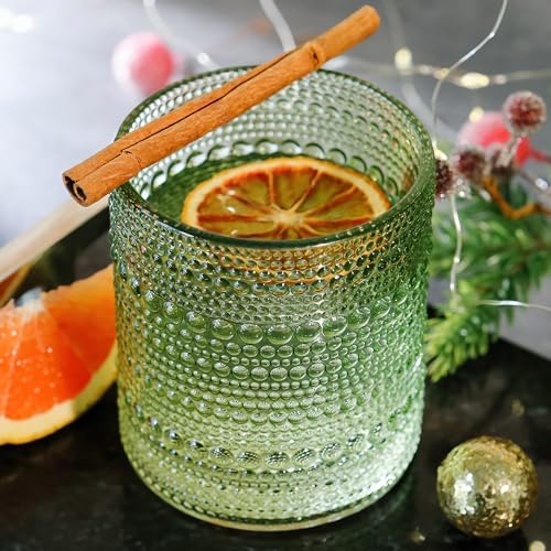 Image of Kate Aspen Sage Green Hobnail Beaded Drinking Glasses Set of 6-10 oz Vintage Glassware, Holiday Entertaining Drinkware, Water & Cocktail Glasses - Great Christmas or Hostess Gift