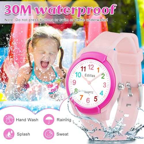 Image of Edillas Kids Teens Watch Analog Girls Boys, Waterproof Stylish Watch for Children,Students with Soft Silicone Strap for Kids Teens 4-16 Years Old
