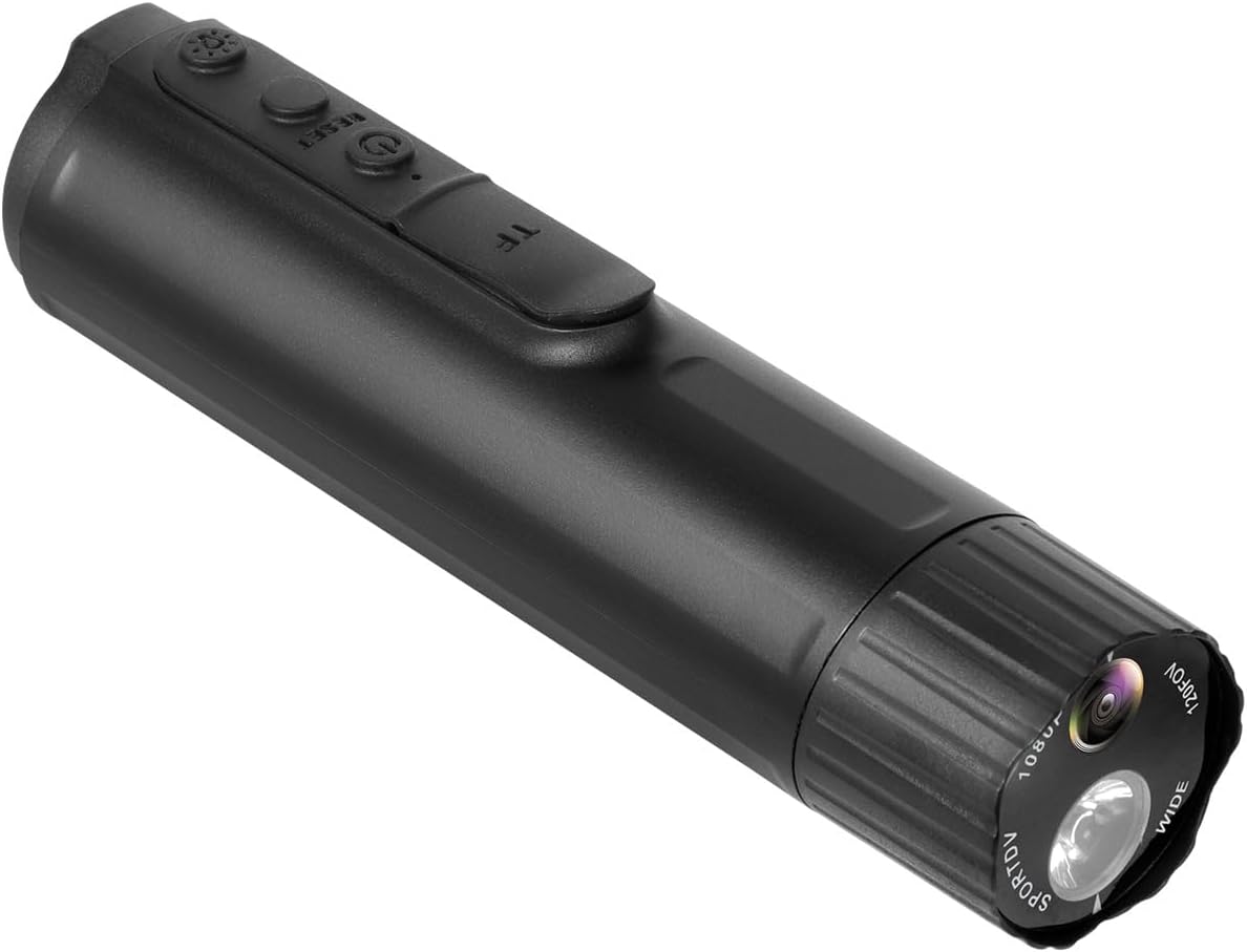 Denash WiFi Motorcycle Helmet Camera, 4K HD 1080P Bike Front Light with LED Headlight, 140 Wide Angle Sports Camera for Night Riding (Black)