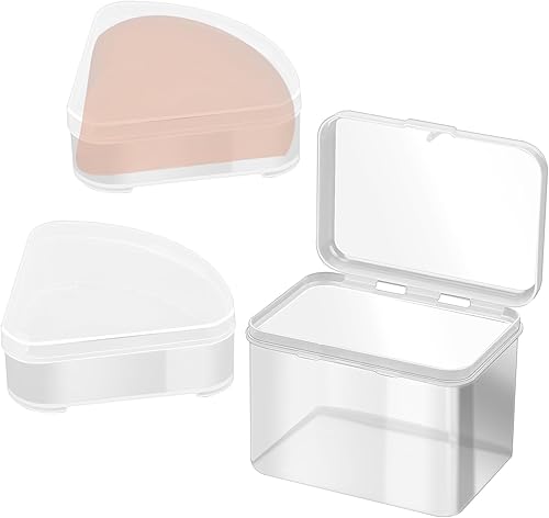 Estuche de soplo de polvo de 3 piezas, estuche triangular para soplo de polvo, esponja de maquillaje con estuche, soporte para polvo de maquillaje,