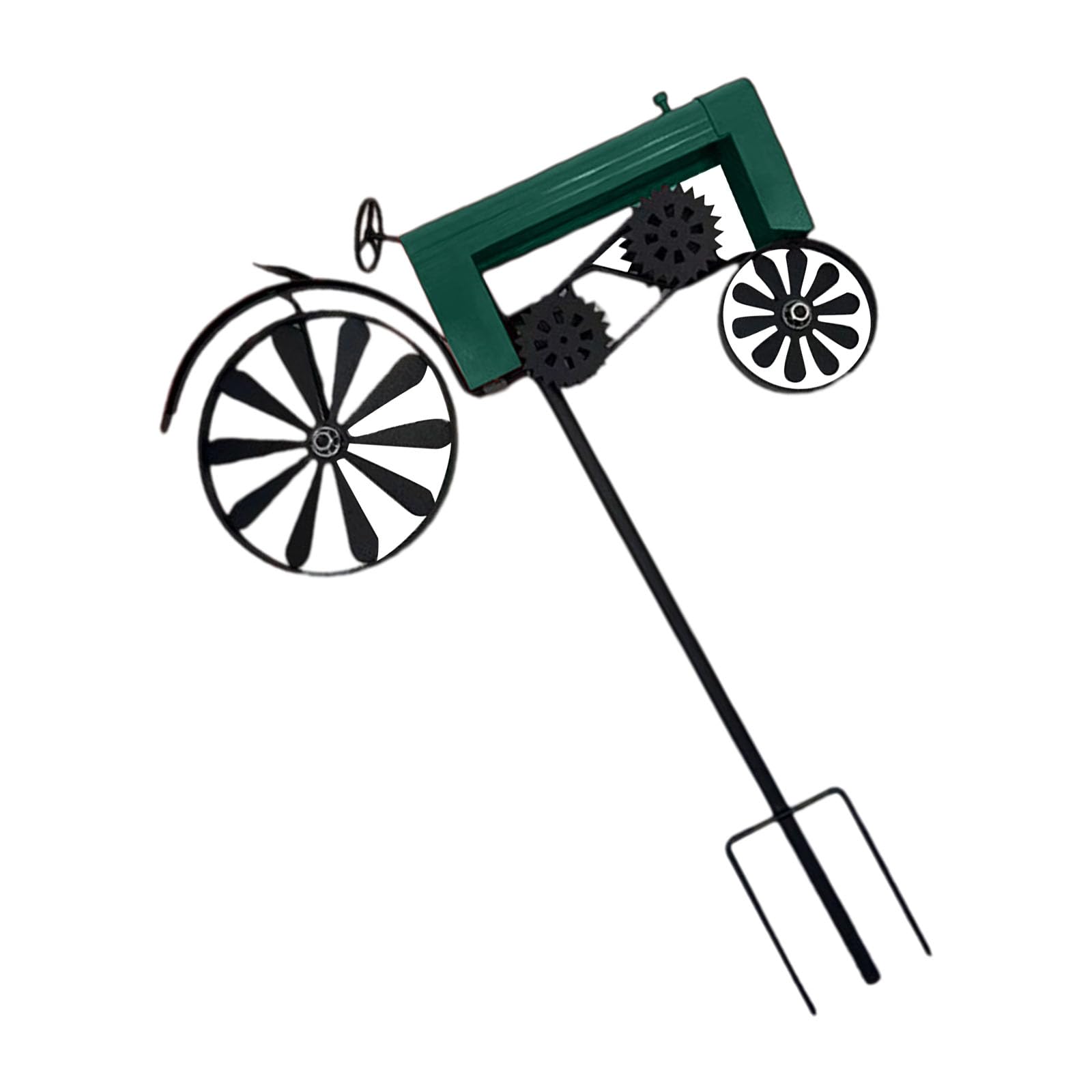 ordinarYone Handmade Iron Tractors Windwheel Spinner Decorative Yard Art Craft Ground Stake For Outdoor Garden And Farmhouses