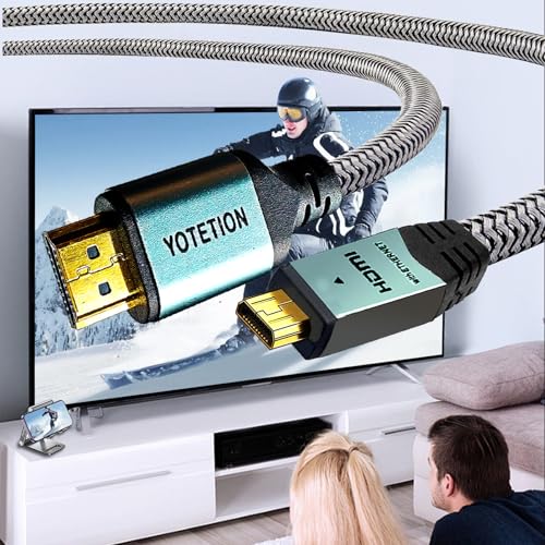 Câble micro HDMI vers HDMI en nylon tressé robuste et durable 4K HDR