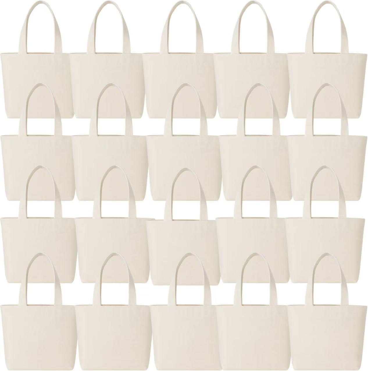 Blank Small Canvas Tote Bags, DIY Craft for Heat Transfer, Screen Printing, Painting, Personalized Custom Bag