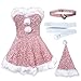 Womens Christmas Sexy Santa Outfits Mrs Claus Costume Sexy Bell Choker New Year Fashion Christmas Hat and Dress Pink Small