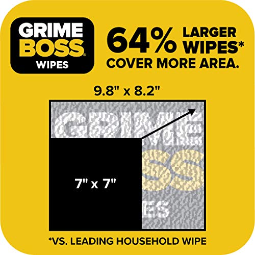 Image of Grime Boss Heavy Duty Wipes (6 x 30ct) | Wet Wipes Used for Hands, Equipment, Tools, Garden, Automotive| Easily Removes Oil, Grease, & Dirt (Pack of 12)
