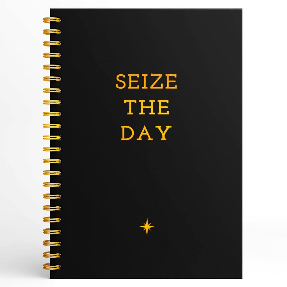 Inspirational Spiral Notebook for Women Girls, Seize The Day, Motivational Journal Diary for School Office Work Travel Student Coworker Friends, Hardcover 160 Lined Pages, 6.2"x 8.2"