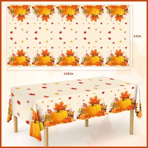 Image of Miucat 3Pcs Thanksgiving Tablecloth, Disposable Rectangular Fall Tablecloth for Thanksgiving Theme Decorations Tables Decor Supplies,108 x 54 Inch