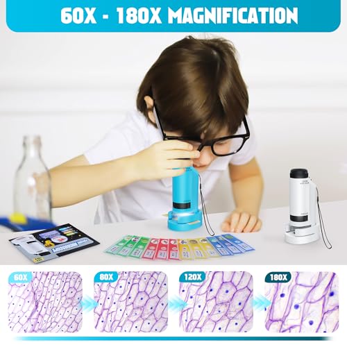 Cuku 2211 Portable Microscope For Kids Zoom 60X-180X,Handheld Mini Microscope Toy,Stem&Science Toys,Led Pocket Microscope,Little Scientist Microscope thumb #2