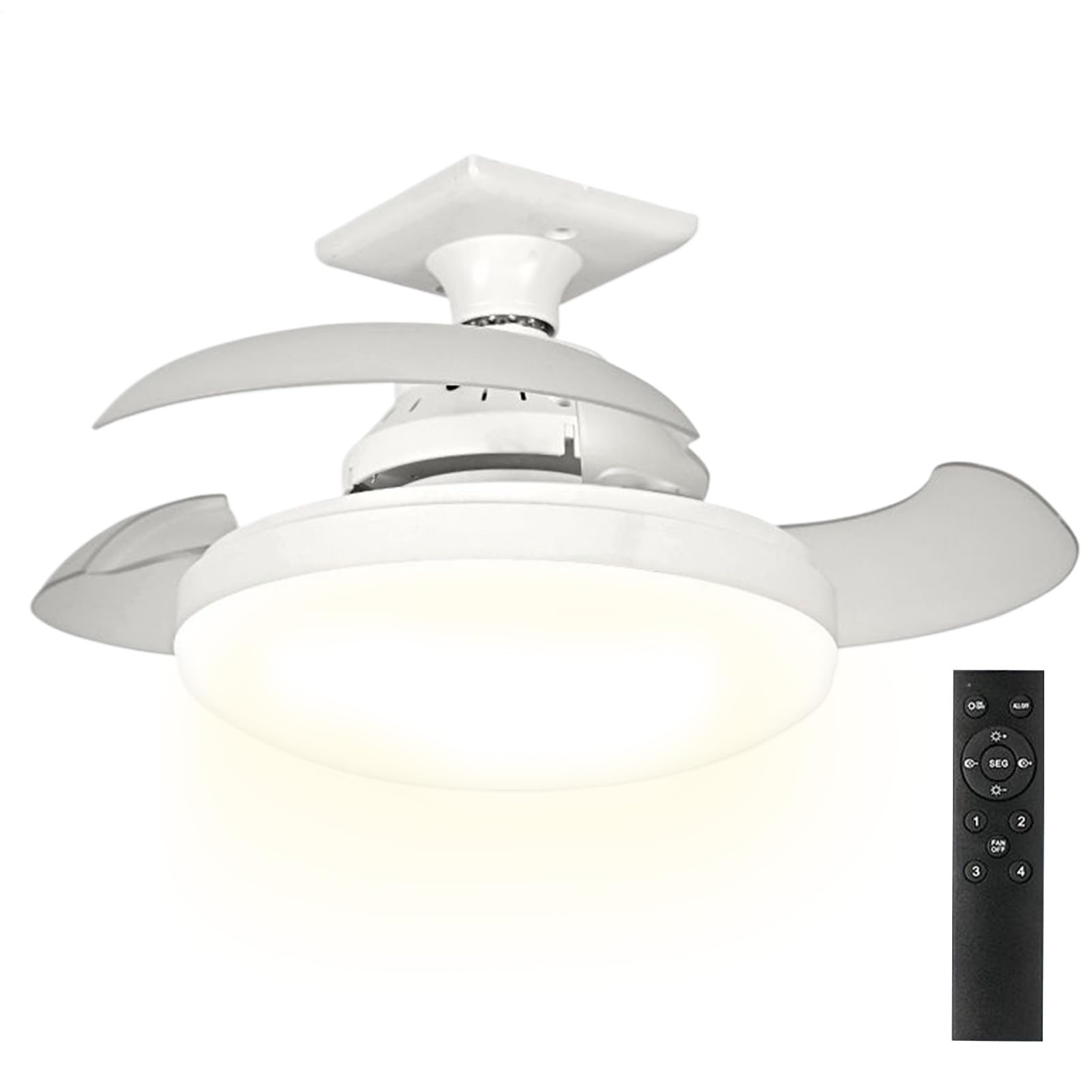 Ceiling Fan with Light | Retractable Light Fan for Indoor Bedroom | Multifunctional Quiet Space Saving for Living Room Bedroom Children and Decoration