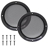 YuGtcen 2PCS 5Inch Speaker Grill Cover, Universal Black Round Metal Audio Mesh with 8PCS Screws, Decorative Subwoofer Grille Protector for Home Audio & Car Horn Guard