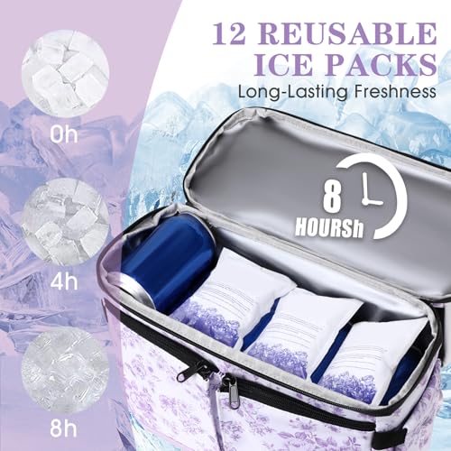 Image of Scothen Backpack Cooler with Double Decker & 12 Ice Packs- Keeps 36 Cans Cold for Up to 24 Hours- Waterproof & Leak Proof Insulated Cooler Backpack- Stylish Cooler Bookbag for Women Travel Work Beach