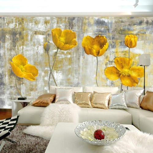 Papier peint mural 3D d'art moderne avec plantes et fleurs pour décor de chambre