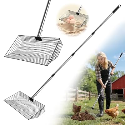 LrqzHsyl Chicken Poop Scooper for Sand, 15-Inch Large Adjustable Metal Chicken Manure Scoop, Chicken Coop Scooper for Sand Suitable for Chicken Coops, Rabbit Coops, Stables, Gardens, Beaches