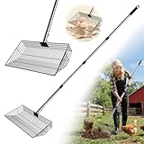 LrqzHsyl Chicken Poop Scooper for Sand, 15-Inch Large Adjustable Metal Chicken Manure Scoop, Chicken Coop Scooper for Sand Suitable for Chicken Coops, Rabbit Coops, Stables, Gardens, Beaches