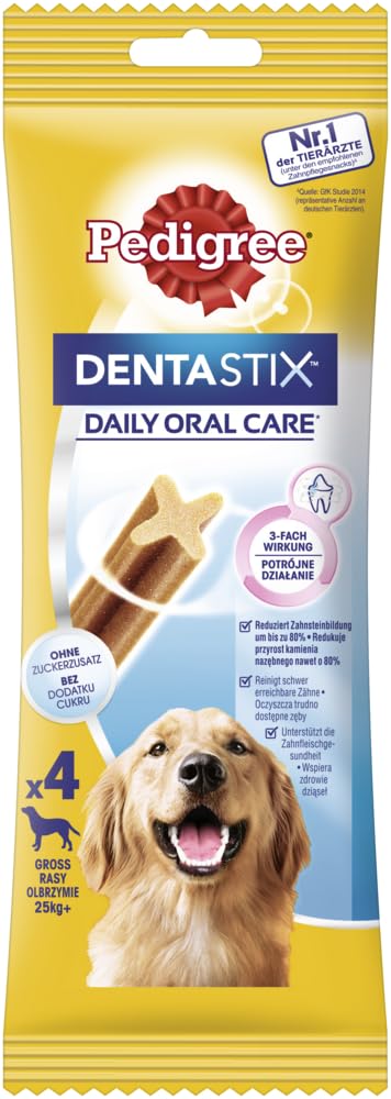 PEDIGREE DENTASTIX Lot de 56 sachets de soin oral quotidien pour grands chiens > 25 kg (14 x 4 pièces)