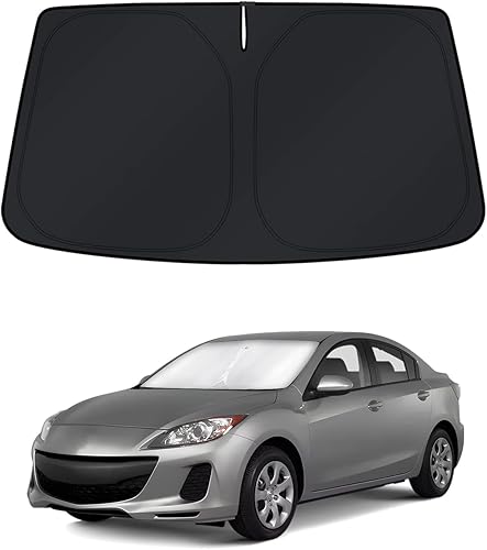 KUST Parasol para parabrisas para Mazda 3 2010-2013, accesorios de ventana, parasol cubierta solar plegable, bloquea los rayos UV, mantiene el