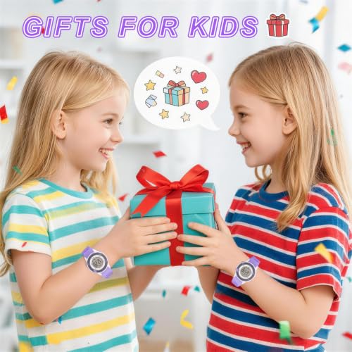 Image of Kids Digital Analog Watches for Girls Boys, 7 Color Lights Waterproof Cute Wristwatches for Kids with Alarm Stopwatch, Great Present for Girls Boys Ages 5-13