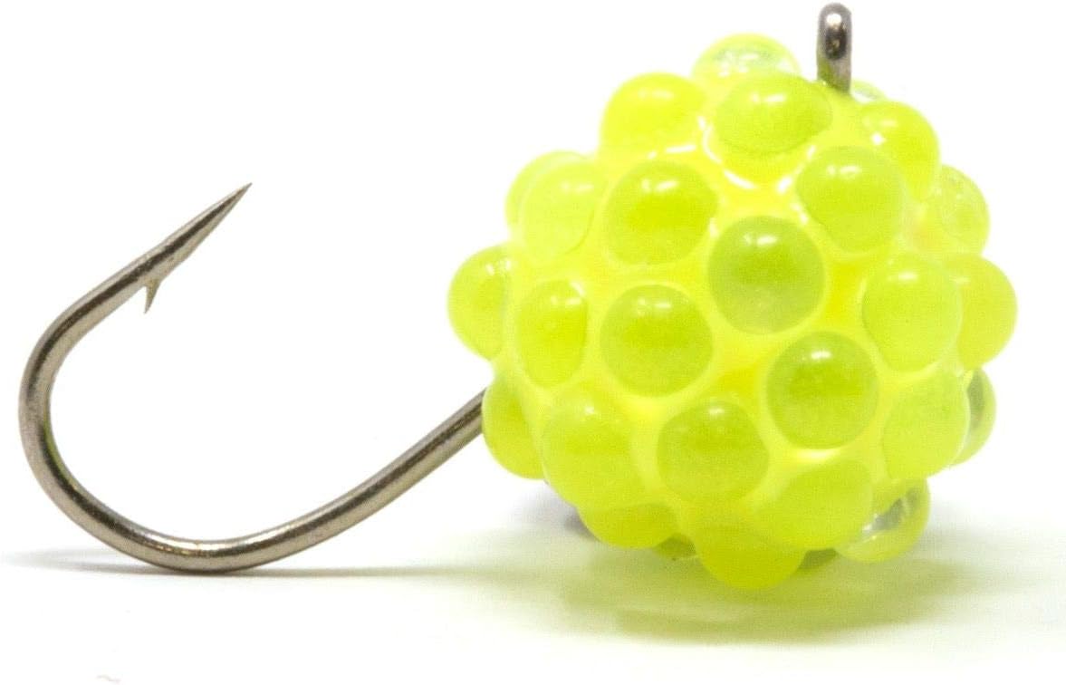 Clam Caviar Drop Tungsten Ice Fishing Jig for Panfish and Crappie with Acrylic Glow Body and Realistic Egg-Like Presentation