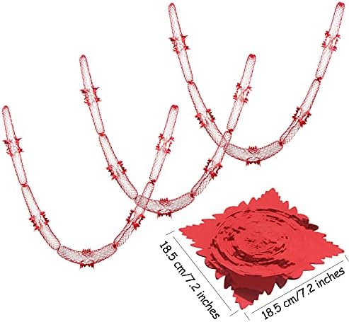 DERAYEE 2 Pack Christmas Hanging Decorations, 9Ft Foil Garland Festive Hanging Decorations for Xmas New Year Party Supplies (Red)