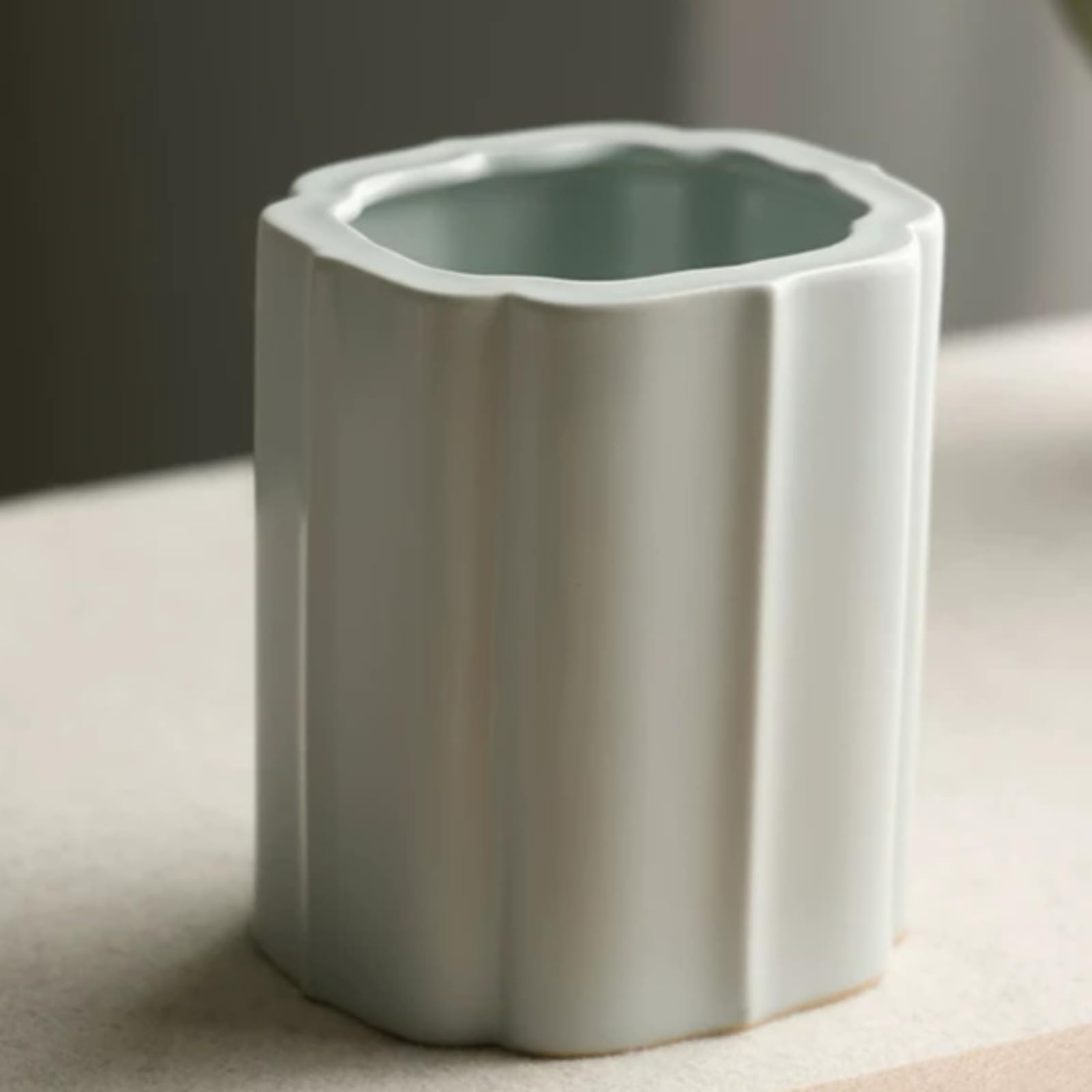 Ru Kiln Stifthalter, antiker Stil, 12,4 cm, Celadon-Tischdekoration, Mao-Stifthalter