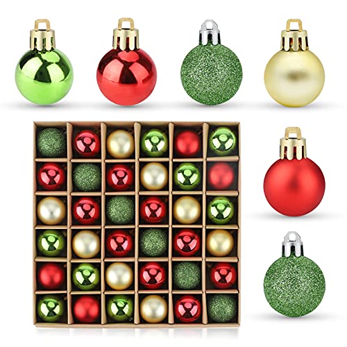 Weihnachtskugeln Baumschmuck 36 Stück Gold Rot Grün Christbaumkugeln...