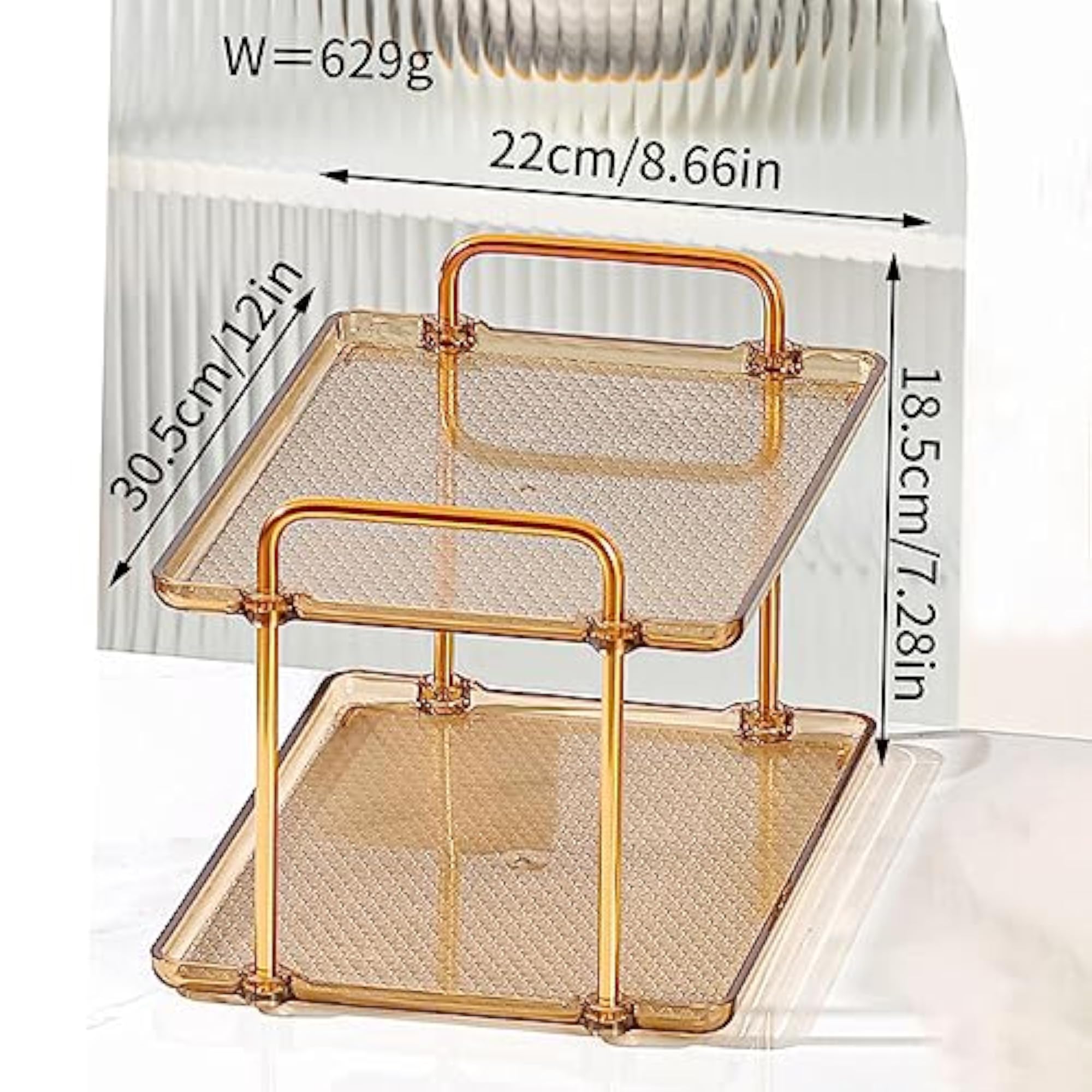 2 Layer Bathroom Tray Counter Organizer for Toiletries & Makeup