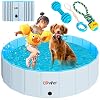 Lovpet® Faltbarer Hundepool Schwimmbecken für Große & Kleine Hunde, inkl. Hundespielzeug (XL) 120cm Ø Höhe 30 cm Faltbare Hunde Pools Planschbecken für Kinder und Hunde, Hundebadewanne Hundebad