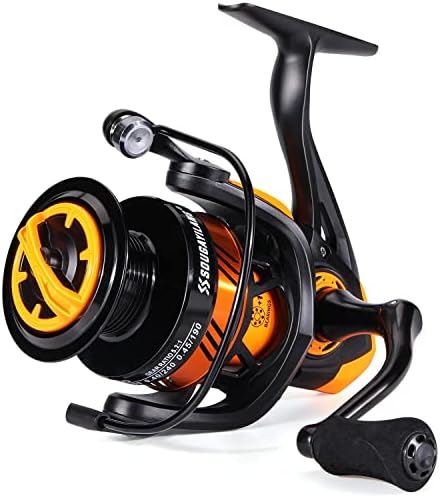Sougayilang Fishing Reel, Ultralight Spinning Reel with Aluminum Spool, 5.2:1 High Speed Spinning Fishing Reel, 1000-6000 Series for Freshwater-Orange 1000