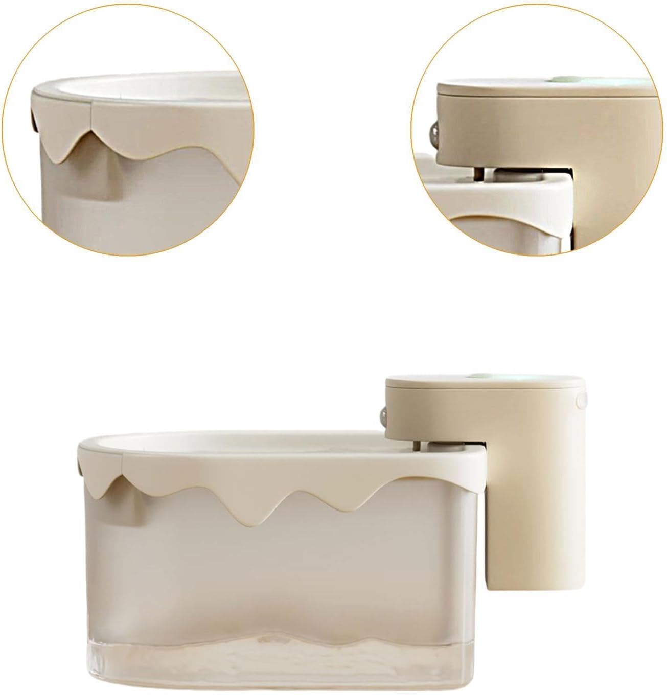 Cat Water Pet Watering Bowl Low Noise Accessories Travel Supply 2.5L with Multi Layer for Indoor Cats Kitten, White